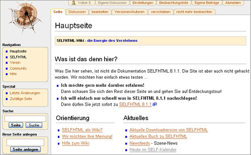 SELFHTML-Wiki: Entwurf, Stand 19.11.2006